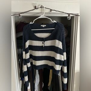 American Eagle Blue and White Striped Sweater